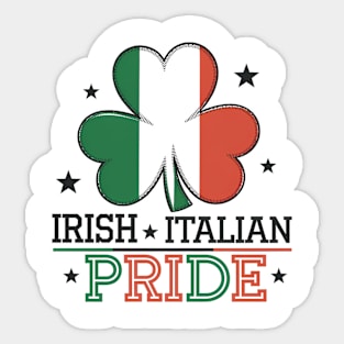 Irish Italian Pride Dual Heritage Shamrock, Flag Design Sticker